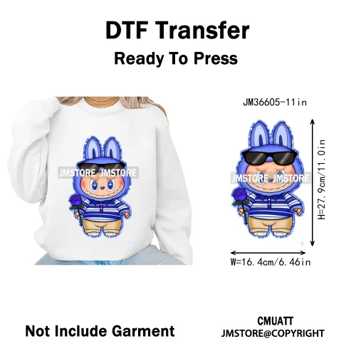 New Coquette Cartoon Monster Friends Costume Girly Kids Love Iron On DTF Transfer Stickers Designs Ready To Press for Clothing