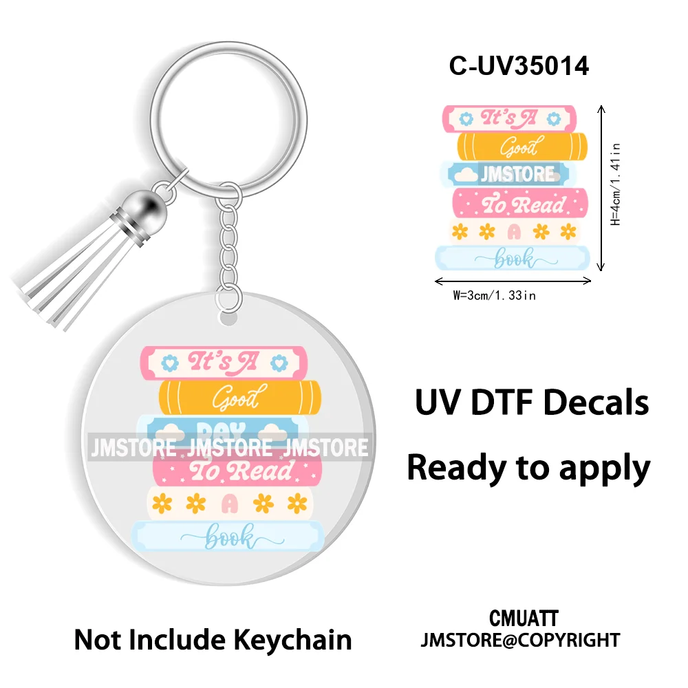 Smells Like Historical Romance Bookish Positive Quotes New WaterProof UV DTF Stickers For Round Circle Acrylic Keychain Key Ring