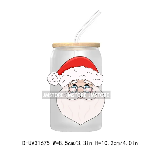 Funny Pet Christmas Holiday Dog Lover Cat Mom UV DTF Transfer Stickers Decals For Libbey Cold Cups Mugs Tumbler Waterproof Santa