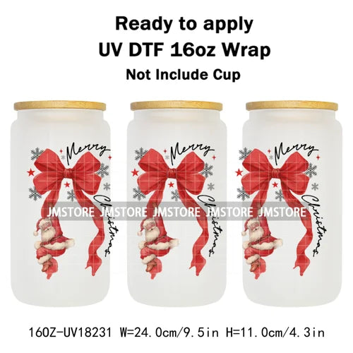 Holly Jolly Christmas Jesus Christian UV DTF Stickers Ready To Apply Cup Wrap Custom Labels DIY Craft For Libbey Glass Can Mugs