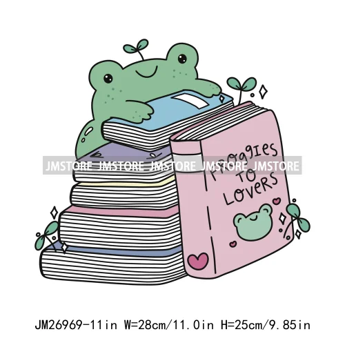 Custom Positive Quotes Spooky Reading Bookish Frog Inspirational Books Coffer Lover DTF Iron On Transfers Stickers For Clothing