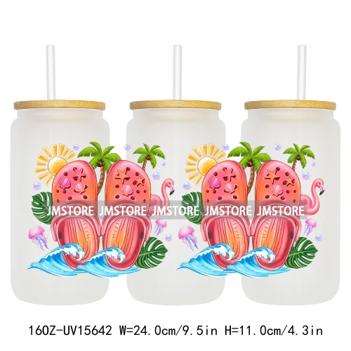 Coquette Bow Florida Softgirl Summer Trip  UV DTF Wraps Transfer Sticker Custom High Quality For 16OZ Libbey Glass Can Tumbler
