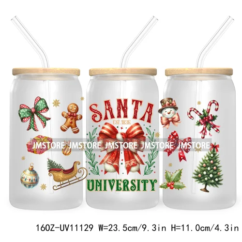 Just A Girl Who Loves Christmas UV DTF Cup Wrap For Libbey Glass Can Transfer Stickers Waterproof Custom Labels Tis The Season