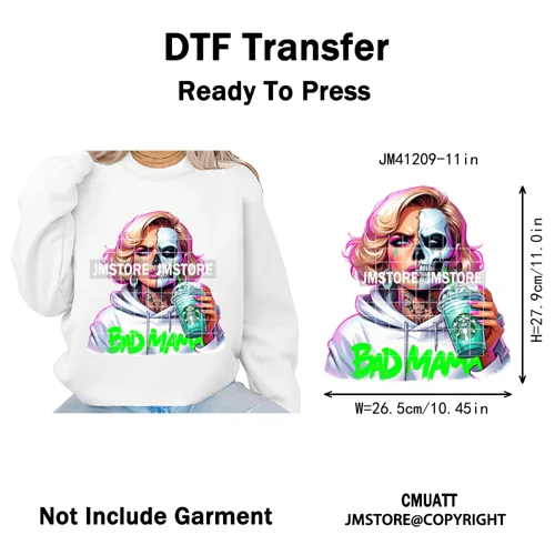 Creepy Killer Mama Club Halloween Spooky Vibes Horror Mom Iron on Washable DTF Transfer Stickers Ready to Press for T-shirts Bag