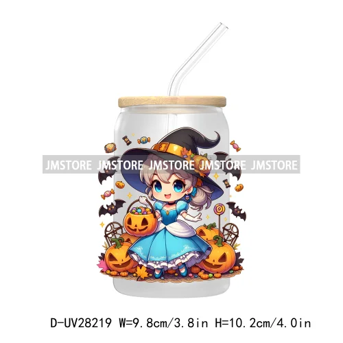 Cartoon Princess Couple Halloween Double Trouble UV DTF Transfer Stickers Decals For Libbey Cold Cup Mug Tumbler Waterproof Logo