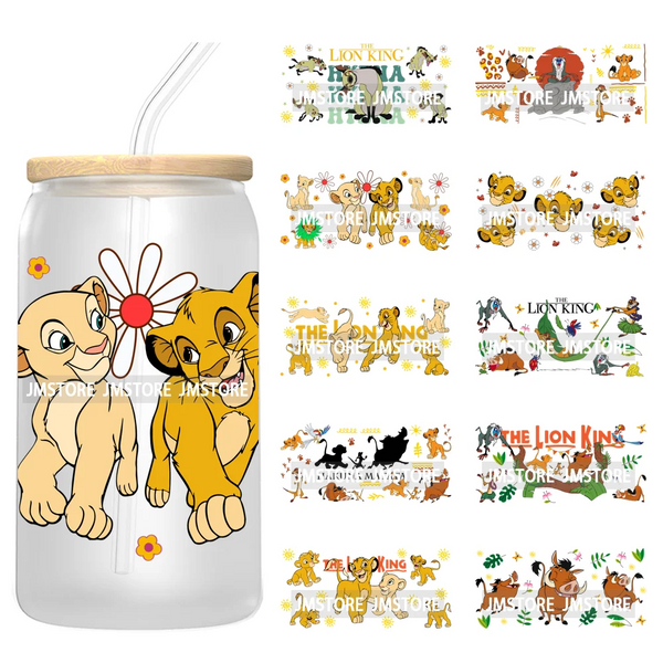 Cartoon Lion Magic King UV DTF Wraps Transfer Sticker Selfadhesive Waterproof High Quality For 16OZ Libbey Glass Can Tumbler