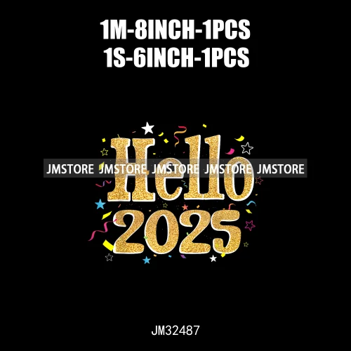 New Goodbye 2024 Hello New Year 2025 Merry Christmas 2024 Xmas Iron On DTF Transfers Stickers Ready To Press For Hoodies Bags