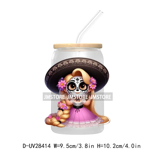 Mexican Little Princess UV DTF Transfer Stickers Decals For Libbey Cold Cups Mugs Tumbler Waterproof Craft Day of the Dead Girls