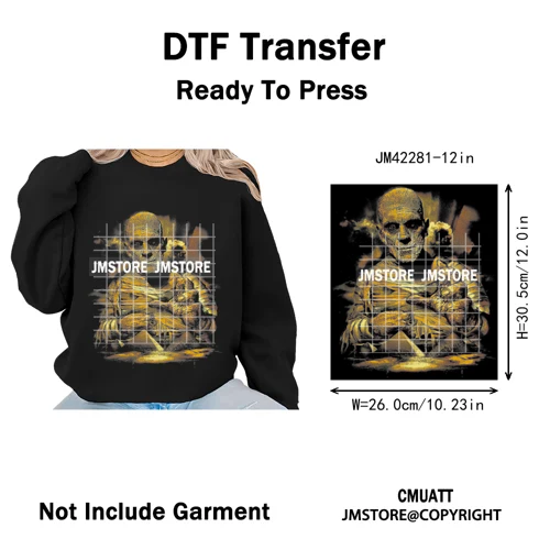 Horror Characters Halftone Movie Shows Scary Halloween Vibes Iron on DTF Washable Transfers Stickers Ready to Press for Clothing