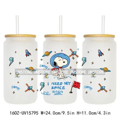 Cartoon Dogs Back To School UV DTF Wraps Transfer Sticker Selfadhesive Waterproof High Quality For 16OZ Libbey Glass Can Tumbler