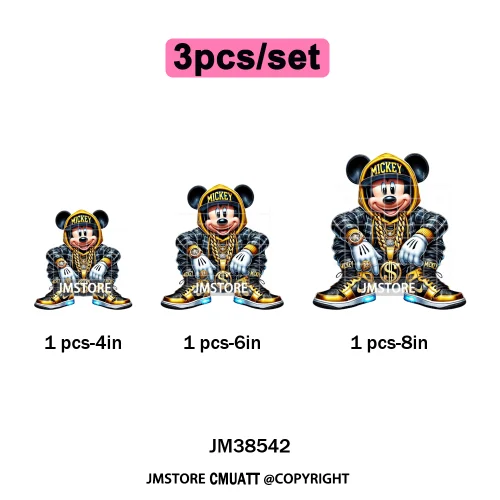 Cool Hip Hop Cartoon Animal Characters Streetwear Thug Life Iron on DTF Washable Transfers Stickers Ready to Press for Clothes