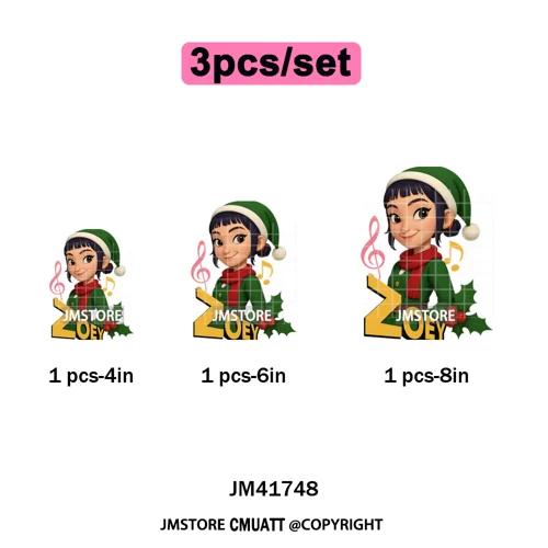 Cute Santa Kpop Inspired Movie Character Merry Christmas Holly Iron on DTF Washable Transfer Stickers Ready to Press for Textile