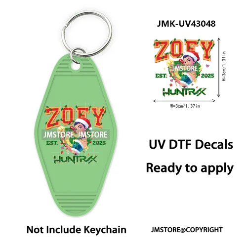 Christmas Kpop Team Demon Hunters Movie UV DTF Keychain Decals Ready To Apply Waterproof Durable Wraps For Hotel Motel Keychain