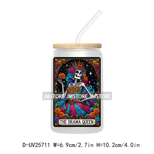 The Teacher Tarot Card UV DTF Transfer Stickers Decals For Libbey Cold Cups Mugs Tumbler Custom Logo Labels Funny Witchy Skull