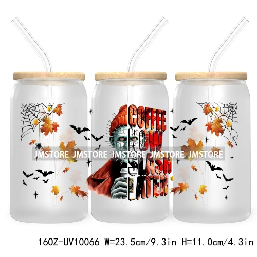 Trendy Horror Movies Character 16OZ UV Cup Wrap DTF Transfer Stickers For Libbey Glass Can Cups Tumbler Coffee Now Slash Later