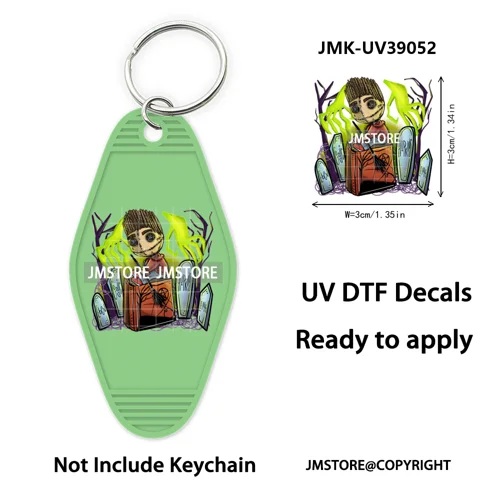 Horror Movie Characters Halloween Mom UV DTF Motel Keychain Wraps Ready To Apply Waterproof High Quality Hotel Keychain Decals