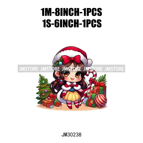 Cute Princess Red Ugly Sweater Cartoon Girls Friends Merry Christmas Iron On DTF Transfers Stickers Ready To Press For Clothing