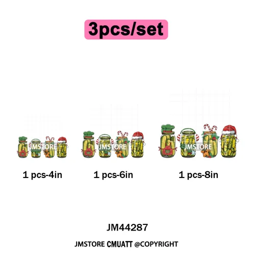 Merry Pickles Christmas Xmas Cucumber Holiday Santa Iron on Washable DTF Heat Transfer Stickers Ready to Press for T-shirts Bags