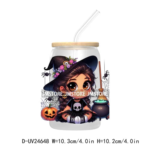 Halloween Latina Princess UV DTF Transfer Stickers Decals For Libbey Cold Cups Mugs Tumbler Custom Waterproof DIY Labels Pumpkin