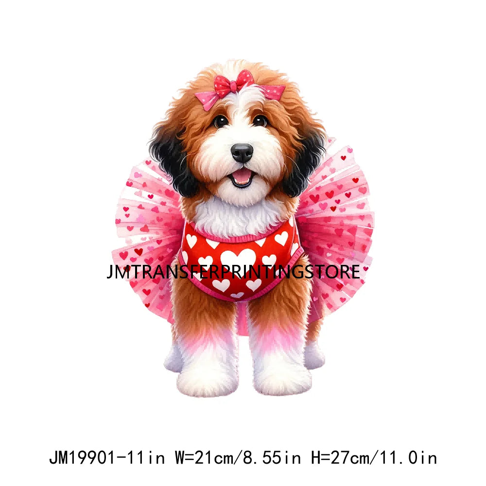 Puppy Valentine's Day Animal Love Cute Dog Heat Press Iron On DTF Heat Transfers Stickers Ready To Press For Shirts