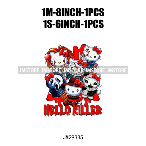 Cartoon Horror Character Halloween Vibes Pumpkin Killer Logos Iron On DTF Transfers Stickers Ready To Press For Hoodies