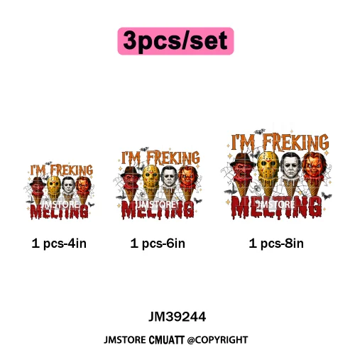 Pumpkin Spice Season Cartoon Horror Nightmare Halloween Vibes Iron on DTF Washable Transfers Stickers Ready to Press for Hoodies