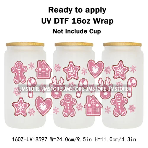 Ghost Santa Christmas Gingerbread Xmas UV DTF Stickers Ready To Apply Cup Wrap Custom Labels DIY Craft For Libbey Glass Can Mugs