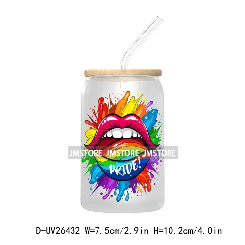 Pride Love Rainbow Heart UV DTF Transfer Stickers Decals For Libbey Cold Cups Mugs Durable Waterproof Custom Logo Label Best Gay