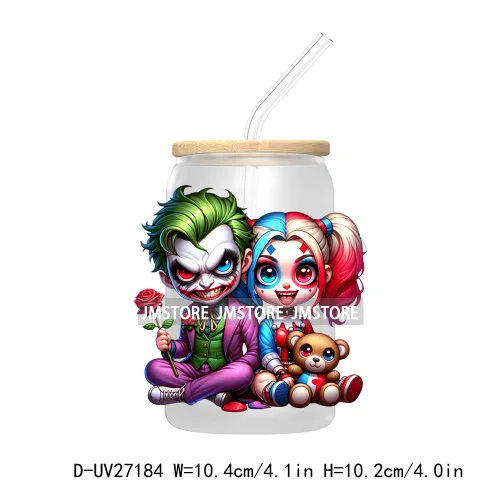 Cartoon Couple Halloween Scary Pumpkin UV DTF Transfer Sticker Decals For Libbey Cold Cup Mug Tumbler Nightmare Before Christmas