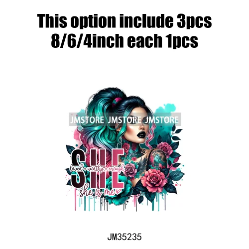 Cool Sarcasm Edgy Tattoo Idgaf Girl Iced Coffee Rebellious Women Iron on DTF Transfers Stickers Ready to Press for Clothing Bags