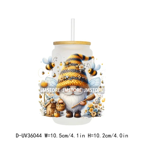 Honey Spring Bee Gnome Floral UV Sticker Decals For Libbey Cold Cups Mugs Tumbler Transfer Sticker Waterproof High Quality Label