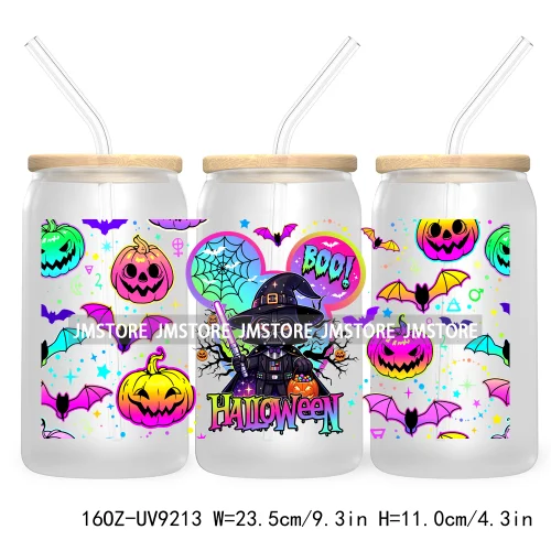 Boo Halloween Cartoon 16OZ UV DTF Cup Wrap Transfer Stickers Custom Labels Durable Waterproof For Libbey Glass Can Fall Pumpkin