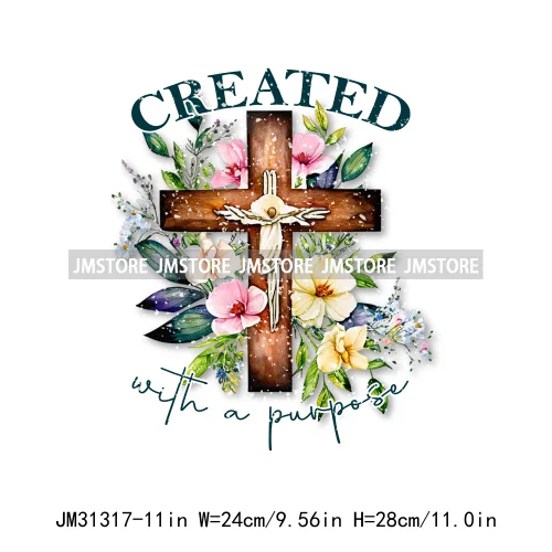 Floral Religious Sayings God Bible Verse Blessed Faith Inspirational Iron On DTF Transfers Stickers Ready To Press For Hoodies