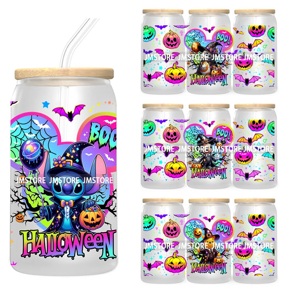 Boo Halloween Cartoon 16OZ UV DTF Cup Wrap Transfer Stickers Custom Labels Durable Waterproof For Libbey Glass Can Fall Pumpkin