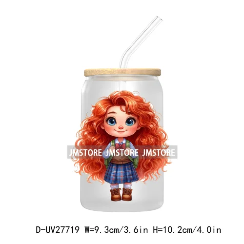 Cartoon Princess Back To School UV DTF Transfer Stickers Decals For Libbey Cold Cups Mugs Tumbler First Day Of School Students