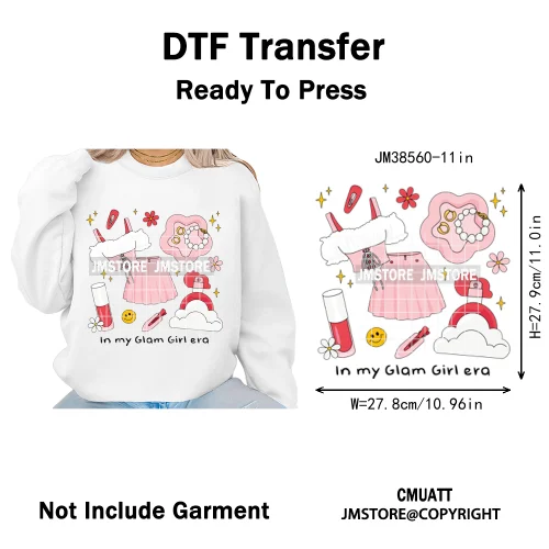 Trendy In My Girls Era Teacher School Good Vibes Quotes Iron on DTF Washable Transfers Stickers Ready to Press for Textile Bags