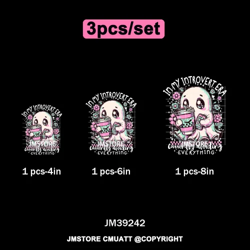 Funny Cute Ghost Preppy Spooky Season Sarcastic Halloween Iron on DTF Washable Transfers Stickers Ready to Press for T-shirts