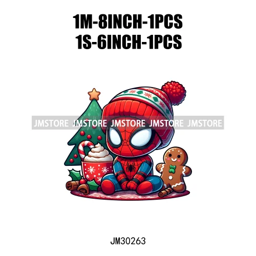 Christmas Cartoon Animal Characters Snow Holiday Santa Tree Gifts Iron On DTF Transfers Stickers Ready To Press For Sweatshirts