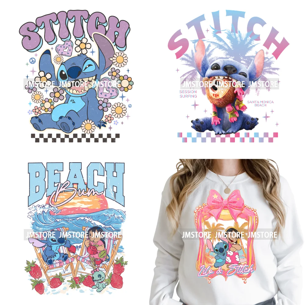 Cute Summer Holiday Life Palm Beach Vibes Cartoon Characters Coquette Iron on DTF Transfers Stickers Ready to Press for Clothing