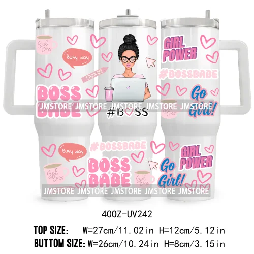 40OZ Tumbler Wrap Fashion Bossbabe Girl UV DTF Cup Wraps Transfer Stickers Custom Labels Durable Waterproof Logo Word Hard Lady