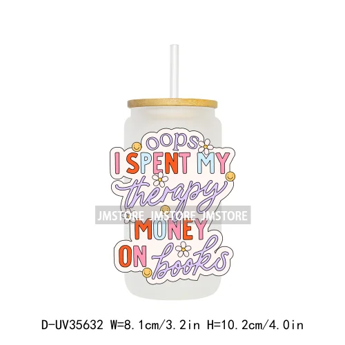 New Positive Quotes Bookish UV Sticker Decals For Libbey Cold Cups Mugs Tumbler Transfer Stickers Waterproof High Quality Labels