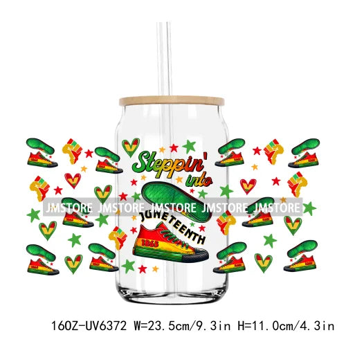 1865 Vibes Juneteenth Sunflower 16OZ UV DTF Cup Wrap Transfer Stickers Custom Label Durable Waterproof Logo For Libbey Glass Can