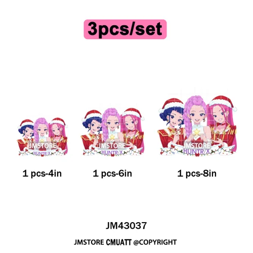 Kpop Hunters Merry Christmas Tiger Anime Lover Holiday Gift Iron on DTF Heat Transfers Stickers Ready to Press for Sweatshirts