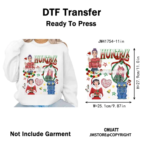 Preppy Christmas Festive Boys Girls Movie Xmas Gift Food Light Iron on DTF Washable Transfer Stickers Ready to Press for Clothes