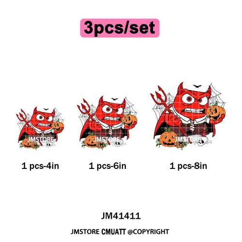 Funny Cartoon Movie Character Halloween Pumpkin Coquette Iron on DTF Washable Heat Transfer Stickers Ready to Press for Clothes