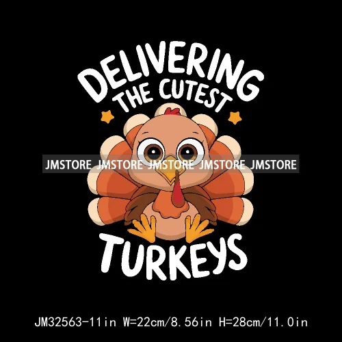 Labor And Delivery Thankful Turkey Thanksgiving Fall Nurse Gobble Squad Iron On DTF Transfer Stickers Ready To Press For Clothes