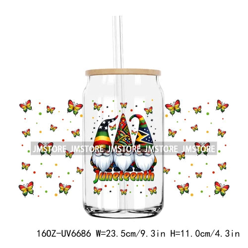 1865 Vibes Juneteenth Sunflower 16OZ UV DTF Cup Wrap Transfer Stickers Custom Label Durable Waterproof Logo For Libbey Glass Can