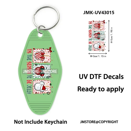 Cartoon Friends Christmas Holiday UV DTF Keychain Wraps Ready To Apply Waterproof High Quality Decals For Hotel Motel Keychain