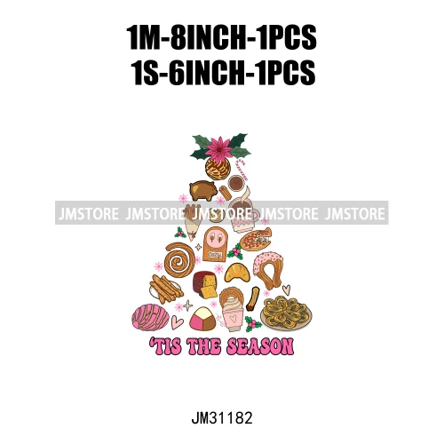 Funny Tis The Season Mexican Chocolate Pink Christmas Pan Dulce Spanish Iron On DTF Transfer Stickers Ready To Press For Clothes