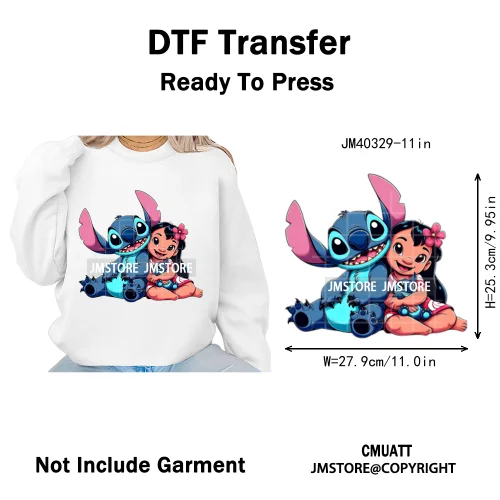 Funny Cartoon Playing Kids Love Character Thermal Printing Iron on DTF Washable Transfers Stickers Ready to Press for T-shirts